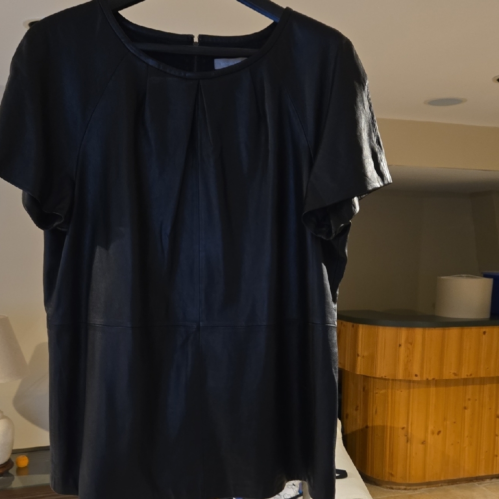 Banana Republic Black LEATHER SOOOOFT Short Sleeve Top